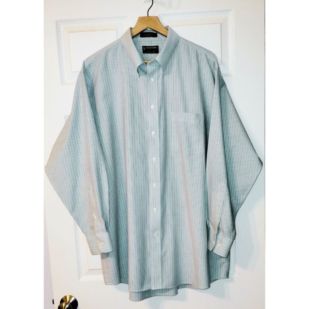 Stafford Wrinkle Free Oxford Button Down Collar Reg Fit Dress Shirt (18-34/35)